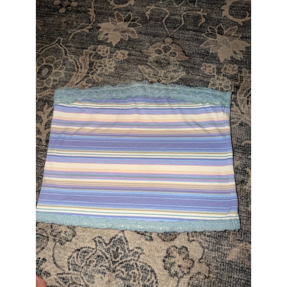 Urban Outfitters Out From Under Cropped Stripe Lace Tank Top Purple Blue